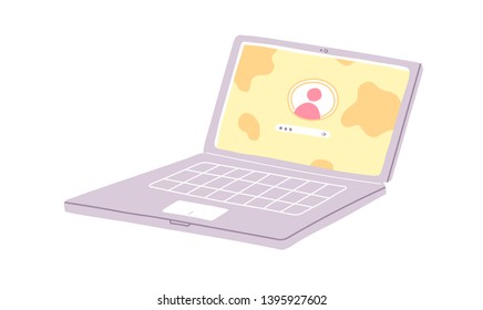 Vector Laptop Illustration. Cute Cartoon Style Computer Icon