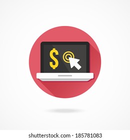 Vector Laptop Internet Earnings Pay per Click Concept Icon