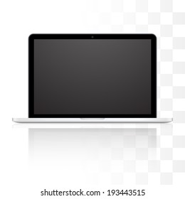 Vector laptop isolated on white background with transparent shadow