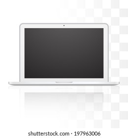 Vector laptop isolated on white background with transparent shadow