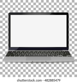 Vector laptop isolated on white background with transparent shadow.