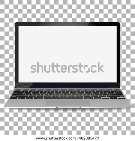 Vector laptop isolated on white background with transparent shadow.