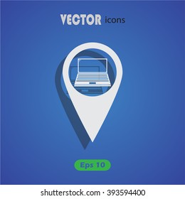 Vector laptop map pointer