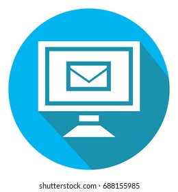 Vector Laptop Message Icon with long shadow