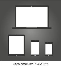 vector laptop mobile phone and digital tablet pc computer