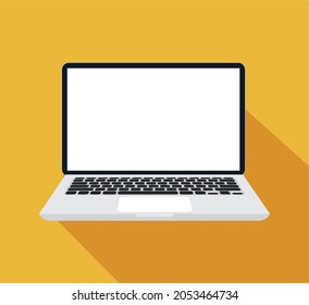 Vector laptop on yellow background