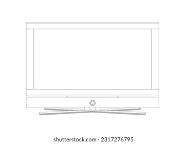 Umriss des VektorLaptops. Personal Computer im Flachstil. Desktop-Computerkontur. Computersymbol einzeln auf Hintergrund. Computerbildschirm, Monoblock, Bildschirmkontur.