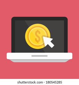 Vector Laptop Pay per Click Icon