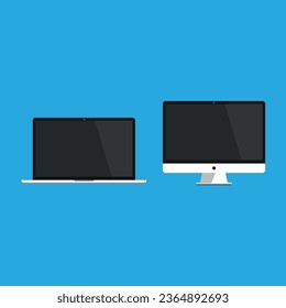 Vector laptop. Personal computer in flat style. Desktop computer. Computer icon isolated on background