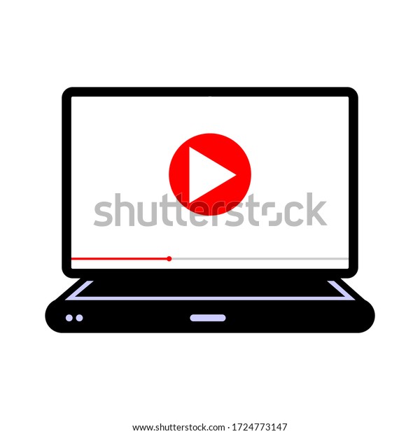 Vector laptop, portable computer. Play videos\
on social media, websites and\
more.
