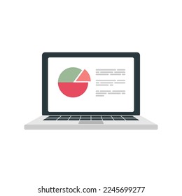 vector laptop screen with chart presentation flat icon illustration