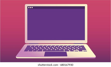 Vector laptop screen. Flat style. Background for advertise, commercial, label, prints