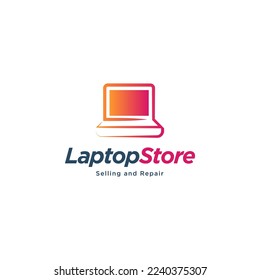 Vector laptop selling or repair logo template icon illustration 
