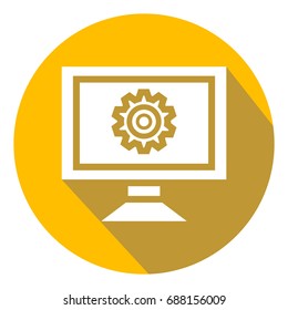 Vector Laptop Settings Icon with long shadow