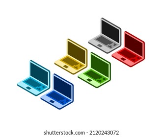 Vector laptop simple isometric style with colors.