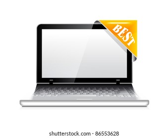Vector laptop with sticker icon