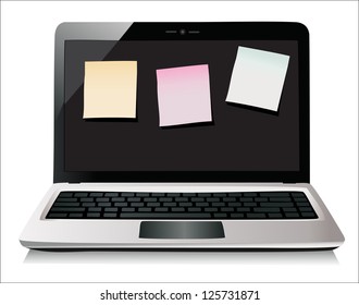 Vector laptop with  sticky paper