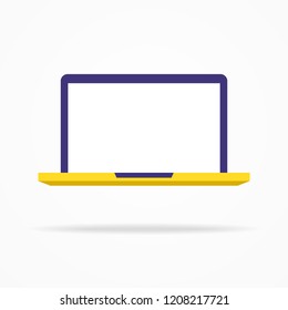 Vector laptop template flat style isolated on white background. Notebook with blank screen. Computer icon. 10 eps