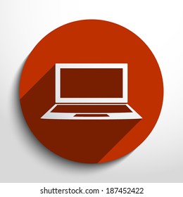 Vector laptop web flat icon in circle