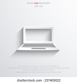 Vector laptop web flat icon. Eps 10 illustration.