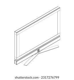 Vector laptop wireframe. Personal computer in flat style. Desktop computer wireframe. Computer icon isolated on background. computer screen, monoblock, screen contour. Isometric view..
