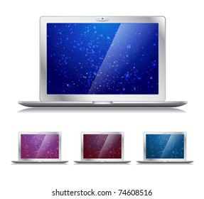 Vector laptops icons with trendy backgrounds