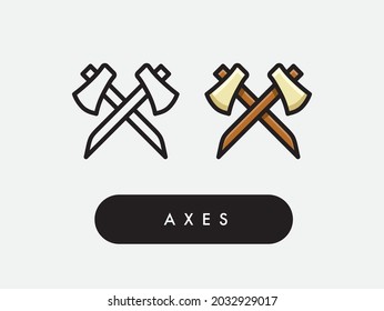 Vector large axe cross isolated icon illustration