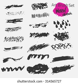 Vector large black ink brush strokes set. Grunge stains. Artistic backdrop for logos, banners and headlines