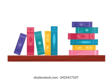 Vector large bookshelf. Vector isolated object of bookshelf on white background