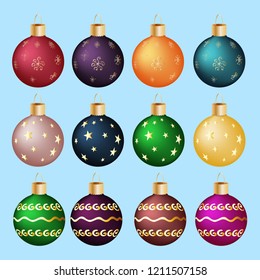vector large Christmas and new year set of elements for design, Christmas toys, different colors for design and design of postcards, posters and web