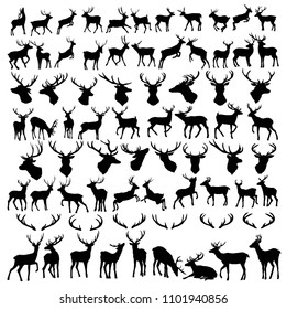 vector large collection of deer silhouettes