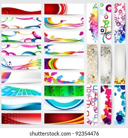 Vector large collection of elegant, modern, detaliled vertical and horizontal web banners. Set of 27 banners.