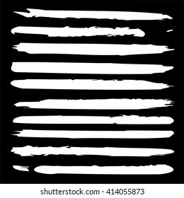 Vector large collection or set of artistic black paint hand made creative brush strokes isolated on white background, metaphor to art, grunge or grungy, sketch, education or abstract design