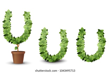 vector large green tree grows from a flowerpot. concept of spring and summer, harvest and ascent. topiary