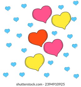 The vector with a large heart image is 6 in number and there are small ones that fill the rest of the vector