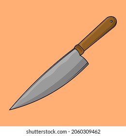 Vektor großes Küchenmesser mit Holzgriff