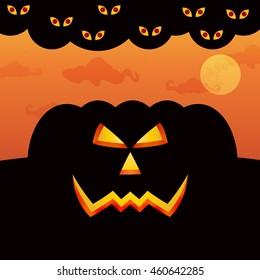 Vector: The Large Pumpkin Silhouette on Halloween.