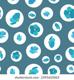 Vector Large scale retro vintage blue floral pattern