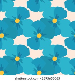 Vector Large scale retro vintage blue floral pattern