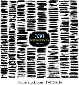 Vector large set of 330 different grunge brush strokes.