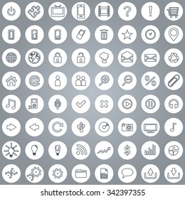 Vector large set of 64 white elegant lineart web icons