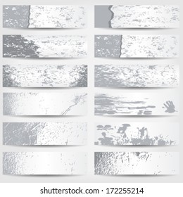 Vector large set of black and white old, grunge style web banners