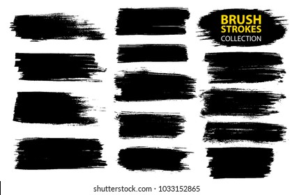 Vector large set different grunge brush strokes. Dirty artistic design elements isolated on white background. Black ink vector brush strokes - Shutterstock ID 1033152865