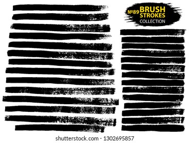 Vector large set different grunge brush strokes. Large set different grunge brush strokes. Dirty artistic design elements isolated on white background. Black ink vector brush strokes