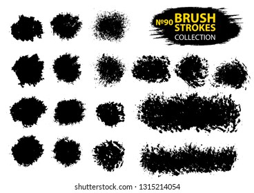 Vector large set different grunge brush strokes. Large set different grunge brush strokes. Dirty artistic design elements isolated on white background. Black ink vector brush strokes