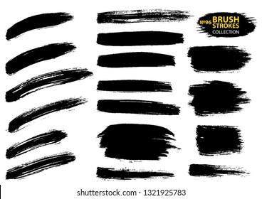 Vector large set different grunge brush strokes. Large set different grunge brush strokes. Dirty artistic design elements isolated on white background. Black ink vector brush strokes