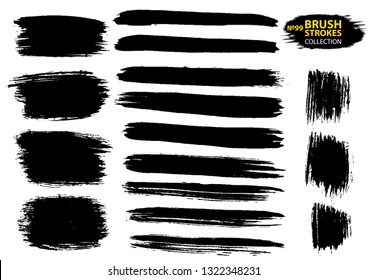 Vector large set different grunge brush strokes. Large set different grunge brush strokes.  