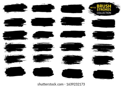 Vector large set different grunge brush strokes. Dirty artistic design elements isolated on white background. Black ink vector brush strokes