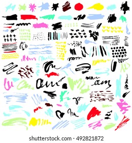 Vector large set of different grunge brush strokes.  Background or element for your design.  Artistic backdrop for logos, banners and headlines in vector.