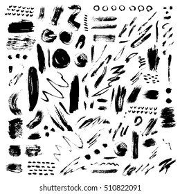 Vector large set of different grunge brush strokes